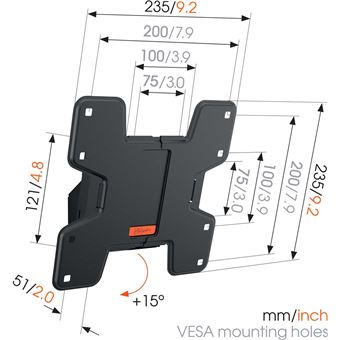 Vogel's WALL 3245 Support Mural Orientable Pour TV 32-55 Pouces Max. 20 Kg Pivotant Jusqu'à 180° Inclinable Support TV Max VESA 400x400 Compatibilité Universelle Support TV, Blanc