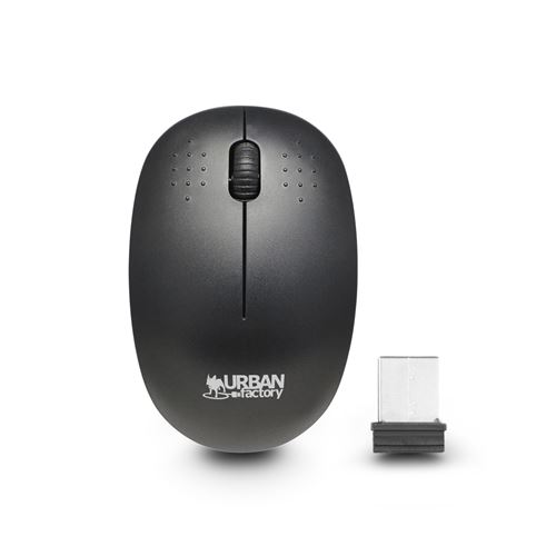 Urban Factory Free - Muis - 3 knoppen - draadloos - 2.4 GHz - USB draadloze ontvanger - zwart