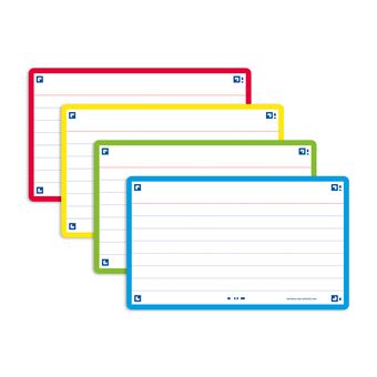 Pack de 4 Oxford FLASH 2.0 -Fiche d'index - A7 - 125 x 75 mm - 32 feuilles  - blanc - ligné