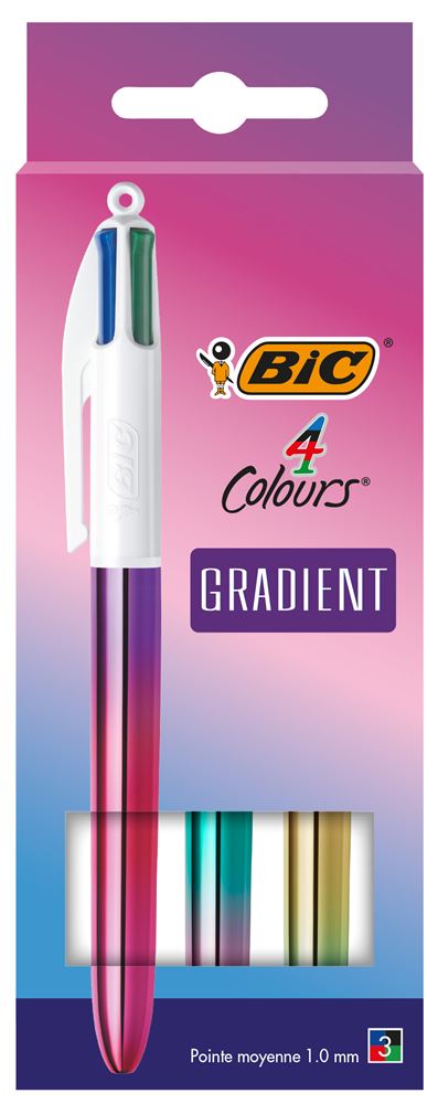 BIC Stylo bille 4 couleurs rétractables Festif. Pointe Moyenne (1