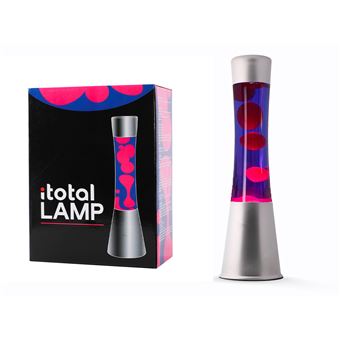 Lampe à poser Itotal Lave à base argentée Liquide Violet et Cire Rose 30 W