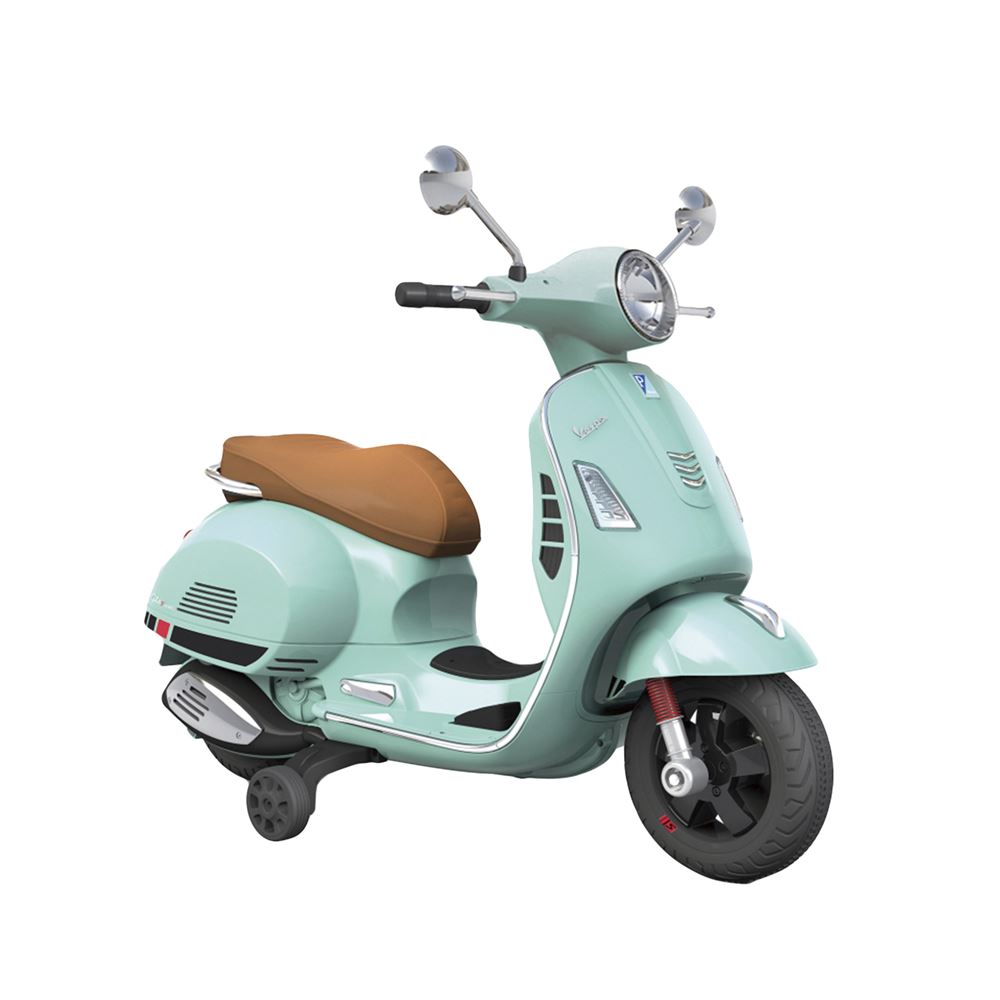 Vespa électrique Enfant – 6V – Dès 18 Mois – 2 Km/h – Roues Stabilisatrices – Sons Et Lumières – Licenciée Officielle – Menthe