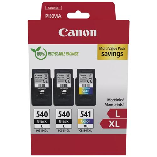 Pack de 3 cartouches d'encre Canon PG-540Lx2 et CL541XL