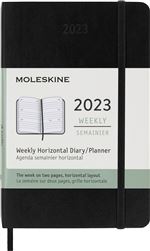 Agenda scolaire Moleskine 2022 2023 Semainier Horizontal format de poche Souple Noir