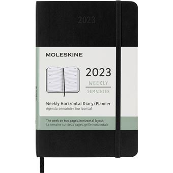 Agenda scolaire Moleskine 2022 2023 Semainier Horizontal format de poche Souple Noir