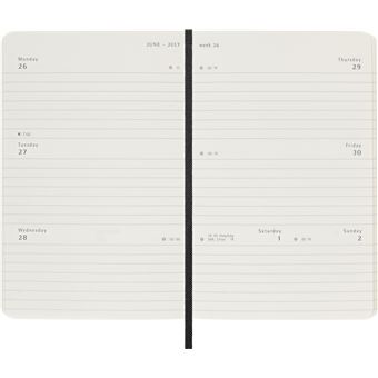 Agenda scolaire Moleskine 2022 2023 Semainier Horizontal format de poche Souple Noir