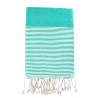 Fouta Febronie Nid d'abeille Ibiza Vert Turquoise