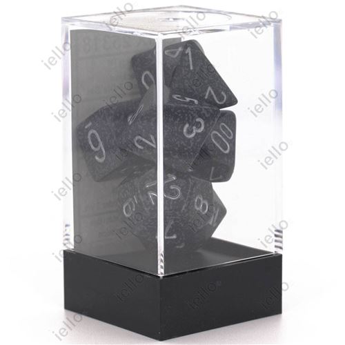 Jeu de rôles Chessex Set de 7 dés Granite Ninja Noir et Argent