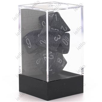 Jeu de rôles Chessex Set de 7 dés Granite Ninja Noir et Argent