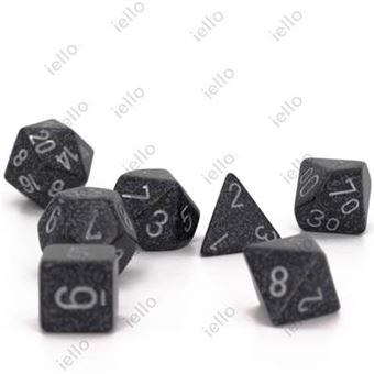 Jeu de rôles Chessex Set de 7 dés Granite Ninja Noir et Argent
