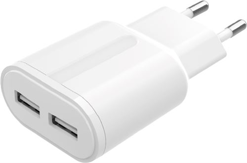 Chargeur secteur USB 2 ports 2.4A total On Earz Mobile Gear Blanc