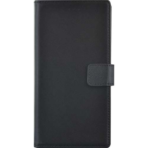 Bigben Connected Universal folio case size L - Flip cover voor mobiele telefoon - glad leer - zwart - 5.7