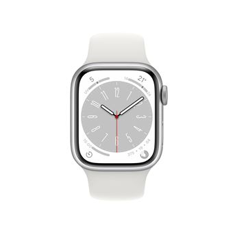 Apple Watch Series 8 GPS, boîtier Aluminium Argent 41mm avec Bracelet Sport Blanc