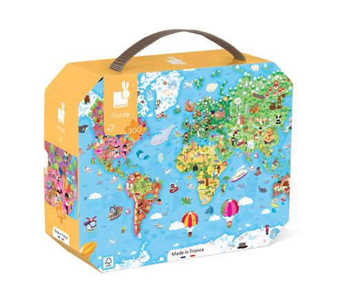 Puzzle géant éducatif 300 pièces : Carte du monde Juratoys Janod