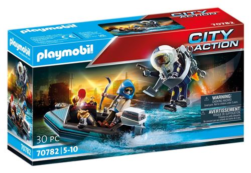 Playmobil City Action 70782 Policier avec réacteur dorsal et canoë