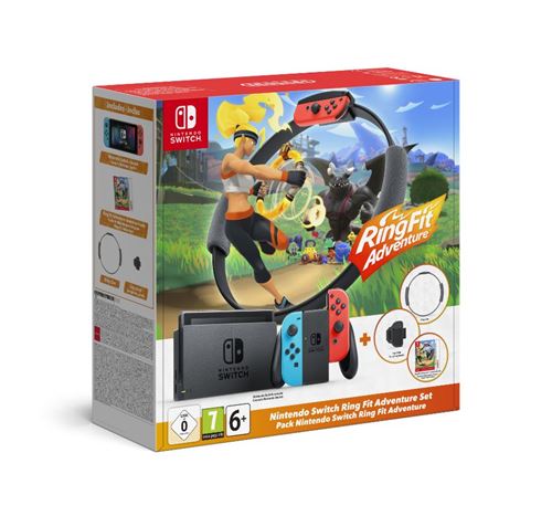 Pack Nintendo Switch Ring Fit Adventure Edition Limitée Rouge et Bleu Néon