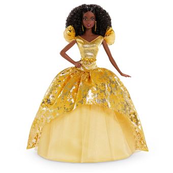 Barbie Joyeux No&euml;l 2022, Capelli Neri Raccolti, Edizione Speciale, Mattel HBY04, Nuova In Scatola, EAN 0194735005116