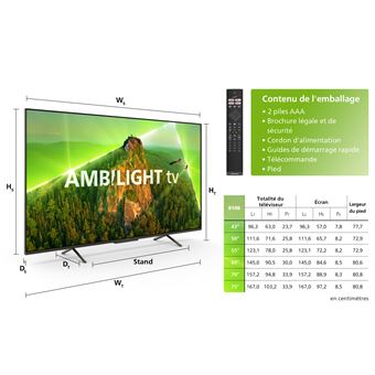 TV LED Philips 65PUS8108 164 cm 4K UHD Smart TV 2023 Chrome satiné