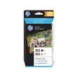 Pack de 2 Cartouches d'encre HP 303 Noir et Trois Couleurs + un Pack de 40 feuilles de papier Photo 10x15 cm