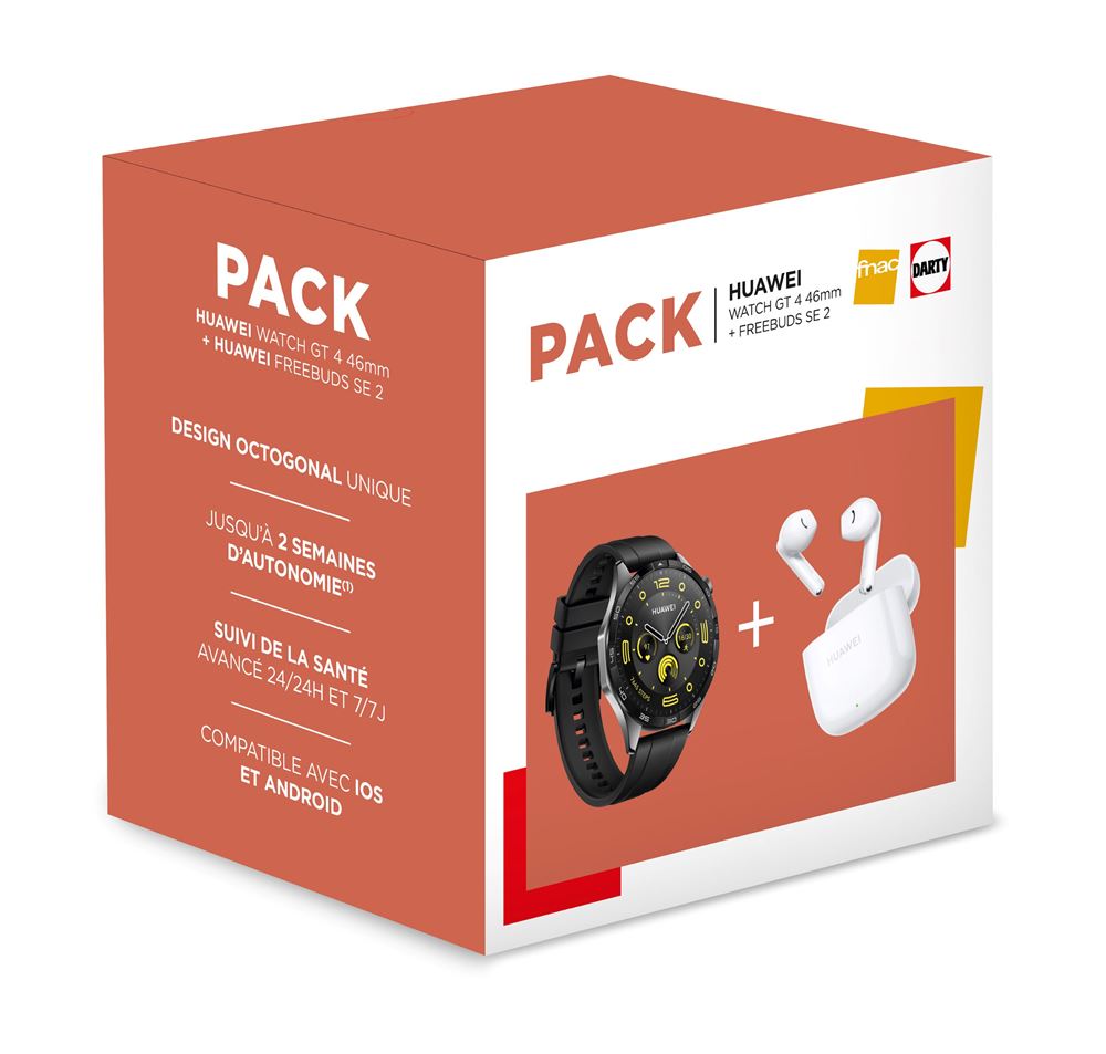 Pack Montre connectée Huawei Watch GT4 46mm Bluetooth Noir