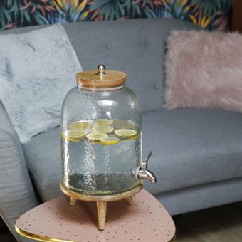 Fontaine à boisson en verre et manguier 6 L