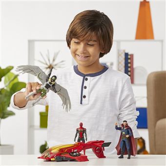 Marvel Spider-Man Jet araignée avec 3 figurines articulées de 15
