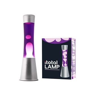 Lampe à poser Itotal Lave Base argentée Liquide Violet Cire Blanche 30 W 40 cm