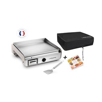 Plancha Lagrange 2300 W Pro Mineral Argent avec livre spatule et housse