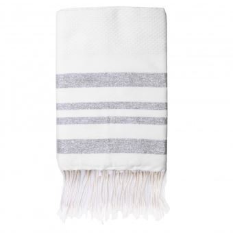 Fouta Febronie Nid d'abeille Hamptons Blanc et Argent