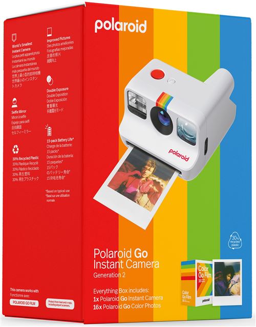 Films couleur pour Polaroid Go - Cadre blanc - 16 photos