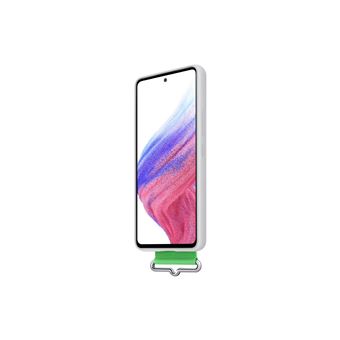 Coque en silicone pour Samsung Galaxy A53 5G avec lanière blanc