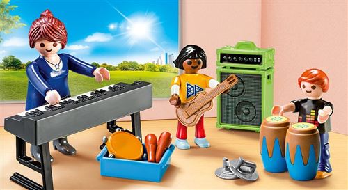 Playmobil Accessoire Piano Musique Synthétiseur Gris Foncé sur Pied + Micro