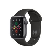 Apple Watch Series 5 GPS 40mm Behuizing in Aluminium Space Gray met Sport Armband Zwart