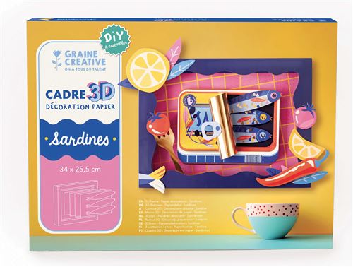 Graine Creative Multicolore Jeu Créatif Graine Créative Cadre 3D Papier Sardines