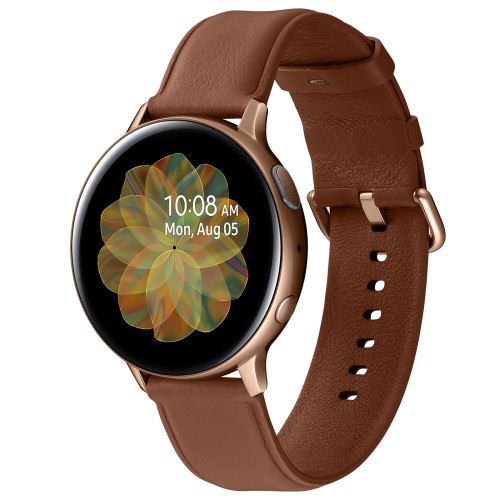 Montre connectée Samsung Galaxy Watch Active2 44 mm Boîtier Acier Bracelet  en cuir Or brillant - Montre connectée - Achat & prix