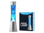 Lampe à poser Itotal Lave Base argentée Liquide Bleu Cire Blanche 30 W 40 cm