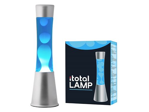 Lampe à poser Itotal Lave Base argentée Liquide Bleu Cire Blanche 30 W 40 cm