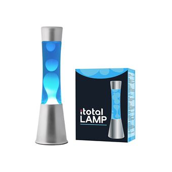 Lampe à poser Itotal Lave Base argentée Liquide Bleu Cire Blanche 30 W 40 cm