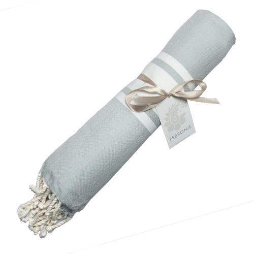 Fouta Febronie Traditionnelle Unie St Tropez Gris perle