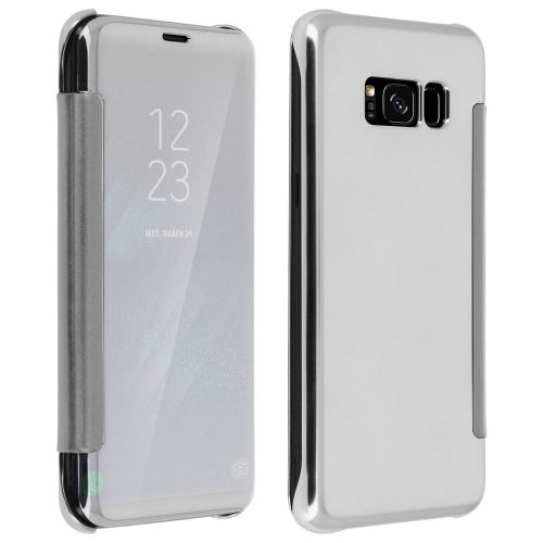 Avizar Housse Clapet Translucide Samsung Galaxy S8 Plus - Design Effet Miroir - Argenté