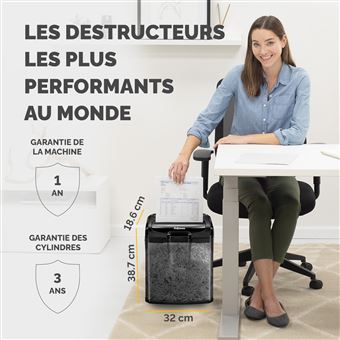 Destructeur De Documents Fellowes M-7CM | Coupe Croisée | 7 Feuilles | Agrafes, Cartes | 13L | Noir