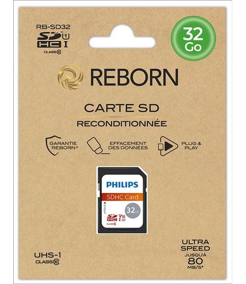 Carte mémoire SDXC 32 Go Reconditionnée Reborn