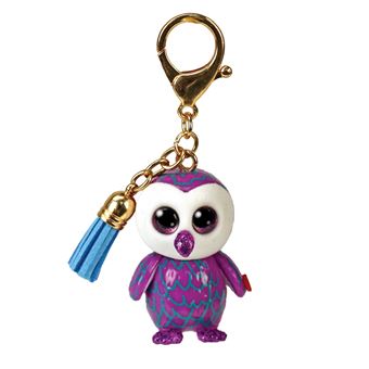 Animal en peluche TY Mini Boo's Clip Moonlight La chouette Violet 10 cm