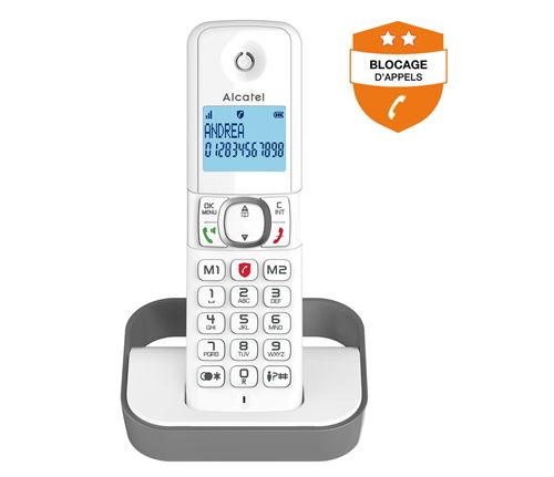 Téléphone fixe sans fil Alcatel Classic F860 Blanc Gris