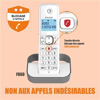 Téléphone fixe sans fil Alcatel Classic F860 Blanc Gris