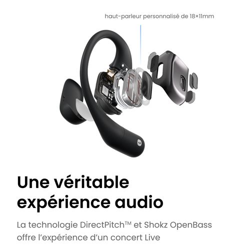 Ecouteurs sans fil Bluetooth Shokz OpenFit Noir - Ecouteurs