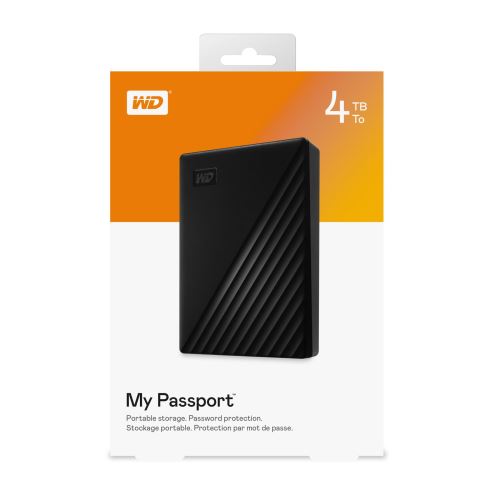 Disque dur externe portable WD - My Passport 4To Noir - avec sauvegarde  automatique et protection par mot de passe, compatible PC, Xbox et PS4