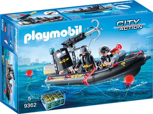 Playmobil City Action Les policiers d'élite 9362 Bateau pneumatique et policiers d'élite