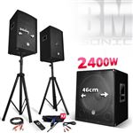 Pack sonorisation - Bm Sonic BMS1812-USB-BT -  2400W - Sub 18" + 2 Enceintes 12" + Pieds + Câbles + Tél -