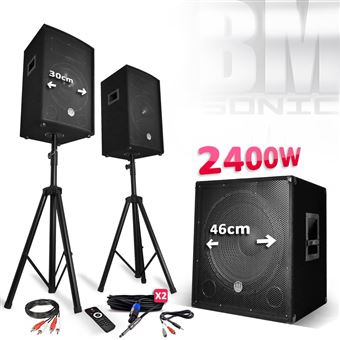 Pieds BMS1812 Pack sonorisation DJ 2400W 2 Enceintes 30cm Subwoofer 46cm 